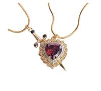KJBDQQH Punk Choker Gothic Punk One Arrow Through The Heart Creative Two Color Couple Necklace Red Rhinestone Heart Dagger Necklace for daily wear(48 Holes_YA4690-1)