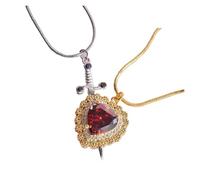 KJBDQQH Punk Choker Gothic Punk One Arrow Through The Heart Creative Two Color Couple Necklace Red Rhinestone Heart Dagger Necklace for daily wear(48 Holes_YA4690-3)