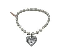 KJBDQQH Punk Choker Grunge Glass Heart Pendant Necklace Oversize Ball Beads Chain Statement Choker Necklace for Women Club Punk Jewelry for daily wear(Silver)