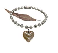 KJBDQQH Punk Choker Grunge Glass Heart Pendant Necklace Oversize Ball Beads Chain Statement Choker Necklace for Women Club Punk Jewelry for daily wear(Brown)