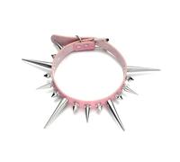 KJBDQQH Punk Choker Long Spike Choker Punk Faux Leather Collar For Women Men Cool Big Rivets Studded Chocker Goth Style Necklace Accessories for daily wear(Pink)