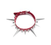 KJBDQQH Punk Choker Long Spike Choker Punk Faux Leather Collar For Women Men Cool Big Rivets Studded Chocker Goth Style Necklace Accessories for daily wear(Color 01)