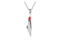 KJBDQQH Punk Choker Palestine Map Flag Pendant Necklace for Women Men Stainless Steel Map Geography Necklace Choker Chain Jewelry Wholesale for daily wear(45cm_Silver)