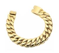 KJBDQQH Punk Choker Punk Men's Women's Stainless Steel Necklace Heavy Larger Necklace Curb Cuban Chain Choker Jewelry for daily wear(65cm_20MM_DARK GOLD)
