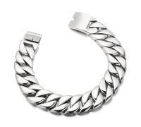 KJBDQQH Punk Choker Punk Men's Women's Stainless Steel Necklace Heavy Larger Necklace Curb Cuban Chain Choker Jewelry for daily wear(45cm_20MM_LIGHT YELLOW GOLD COLOR)