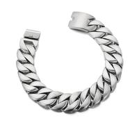 KJBDQQH Punk Choker Punk Men's Women's Stainless Steel Necklace Heavy Larger Necklace Curb Cuban Chain Choker Jewelry for daily wear(40cm_20MM_SILVER)