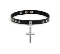 KJBDQQH Punk Choker Spike Choker Necklaces Punk Faux Leather Collar For Women Men Cool Big Rivets Studded Chocker Necklace Goth Style Accessori for daily wear(Blue Zinc Plated)