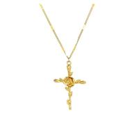 KJBDQQH Punk Choker Stainless Steel Jesus Cross Necklace For Women Men Color Caravaca Angels Crucifix Charm Choker Rapper Jewelry for daily wear(N07081G)