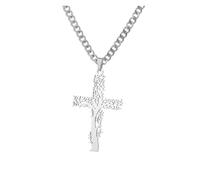 KJBDQQH Punk Choker Stainless Steel Jesus Cross Necklace For Women Men Color Caravaca Angels Crucifix Charm Choker Rapper Jewelry for daily wear(N04135P-4)