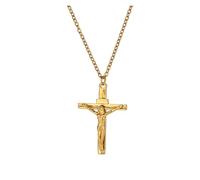 KJBDQQH Punk Choker Stainless Steel Jesus Cross Necklace For Women Men Color Caravaca Angels Crucifix Charm Choker Rapper Jewelry for daily wear(N02138G)