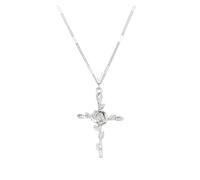 KJBDQQH Punk Choker Stainless Steel Jesus Cross Necklace For Women Men Color Caravaca Angels Crucifix Charm Choker Rapper Jewelry for daily wear(N07081P)