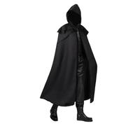 KJBDQQH witch costume Gothic Style Men's Long Hooded Cloak Costume Spring Autumn Arrival Special Use Clothing For Halloween(Black,S)