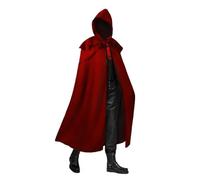 KJBDQQH witch costume Gothic Style Men's Long Hooded Cloak Costume Spring Autumn Arrival Special Use Clothing For Halloween(Red,M)