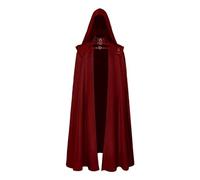 KJBDQQH witch costume Medieval Cloak Hooded Halloween Witch Gothic Buckled Stand Collar Leather Shoulder Knights For Halloween(Red,XXL)