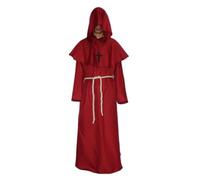 KJBDQQH witch costume Medieval Hooded Monk Costume Plague Doctor Cos Adult Men Halloween For Halloween(Red,L_BLACK)