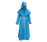 KJBDQQH witch costume Medieval Hooded Monk Costume Plague Doctor Cos Adult Men Halloween For Halloween(Blue,S_BLACK)