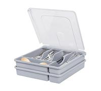 KJCQGQTZ Cutlery Drawer Organizer with Lid, 2 layers 10 Compartments Utensil Drawer Organizer Silverware Storage Kitchen Drawers Non-Slip Fits Standard Utensil Storage