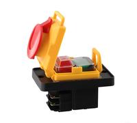 KJD12 Pushbutton Switch 4-Pin 16A 250V IP54 Waterproof with No Volt Release for Lathe Table Saw Drill Grinder Machine Tools Yellow Black