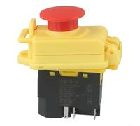 KJD17B 5-Pin Electromagnetic Pushbutton Switch for No Volt Release for Mini Metal Lathe, IP54 Waterproof Safety Stop Button 250V Yellow Black