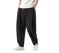 KJDWJKJRF Men's Harem Jogger Trousers, Black, M