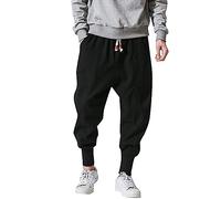 KJDWJKJRF Streetwear Men's Harem Trousers, Japanese Style Casual Trousers, Men's Jogger Trousers, Chinese Baggy Trousers, Harem Trousers - Hippie Yoga Balloon Bloomer Casual Loose Running Trousers, B1