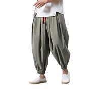 KJDWJKJRF Streetwear Men's Harem Trousers, Japanese Style Casual Trousers, Men's Jogger Trousers, Chinese Baggy Trousers, Harem Trousers - Hippie Yoga Balloon Bloomer Casual Loose Running Trousers, a