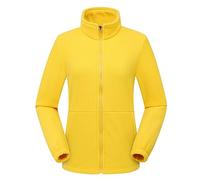 KJDWJKJRF Women's Fleece Jacket with Full Zip Stand-Up Collar Women's Lightweight Fleece Jacket Antistatic Outdoor Women's Jacket for Hiking and Leisure, Yellow, L