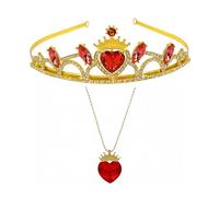 KJDYQ Evie crown Descendants Inspired Tiara and Necklace Queen of Hearts Jewelry Set Red Pendant and Heart Crown for Her Halloween Dress-up Accessories Small Size