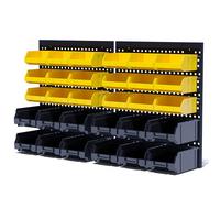 KJE 30PCS Wall Mounted Storage Bins, Plastic Tool Organizer for Garage Storage, Screws, Nuts, Bolts, Small Hardware Parts -Black, Yellow