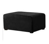 KJEKT Ottoman Cover Square Large Ottoman Slipcover Stretch Footrest Stool Covers Furniture Protectors Jacquard Fabric with Elastic Band,Black,S