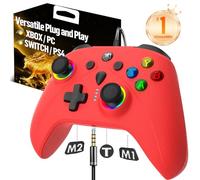 KJETCA Wired Game Controller for PC, No Drift Stick, Custom 2 Back Paddles Turbo Remote, RGB Light Black Gamepad