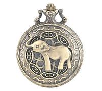 KJFB Pocket watch 3D Cute Long Nose Elephant Figure Retro Bronze Hollow Necklace Quartz Pocket Watch Fashion Pendant Watches for Men Women Kids (Color : Bronze)