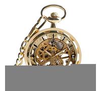 KJFB Pocket watch Full Gold Skeleton Pocket Watch Retro Vintage Steampunk Trendy Chain Mechanical Hand winding Open Face Fashion Women Men Gifts (Color : Gold)