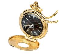 KJFB Pocket watch Golden Men Women Pocket Watch Full Double Hunter Mechanical Pocket Watches Engraved Roman Numerals Gold Hand Wind Pocketwatch (Color : Gold)