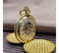 KJFB Pocket watch Smooth Mechanical Pocket Watch Full Gold Color Men Women Stylish Retro FOB Hand Wind Double Hunter (Color : Gold)