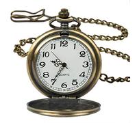 KJFB Pocket watch Vintage Steampunk Bronze Quartz Pocket Watch Roman Numerals Clock Time in the pocket Men Women's Necklace Pendant gift (Color : Bronze)