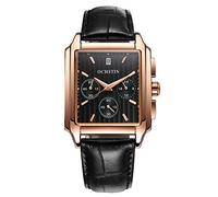KJFB Square Men's Watch, Male Student Business Casual Calendar Waterproof Leather Multifunction (Color : C)