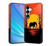 KJFHDJFDH for Galaxy A37 5G Case, Heavy Duty Shockproof Protection Soft Silicone Rubber+Hard Plastic Hybrid Protective Case for Samsung Galaxy A37 5G 6.7" 2026,Elephant at Red Sunset