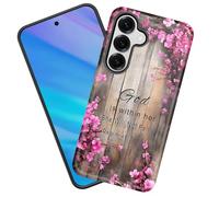 KJFHDJFDH for Galaxy S25 FE Case, Heavy Duty Shockproof Protection Soft Silicone Rubber+Hard Plastic Hybrid Protective Case for Samsung Galaxy S25 FE 6.7" 2025,Floral Bible Verse Psalm 46:5