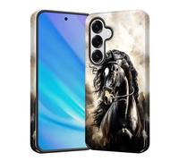 KJFHDJFDH for Galaxy S25 Plus Case, Heavy Duty Shockproof Protection Soft Silicone Rubber+Hard Plastic Hybrid Protective Case for Samsung Galaxy S25 Plus 6.7" 2025,Black Horse