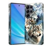 KJFHDJFDH for Galaxy S26 Ultra Case, Heavy Duty Shockproof Protection Soft Silicone Rubber+Hard Plastic Hybrid Protective Case for Samsung Galaxy S26 Ultra 6.9" 2026,Grey Wolf Snowy Mountain