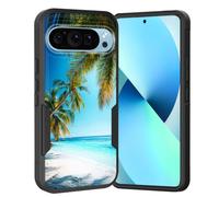 KJFHDJFDH for Google Pixel 11/Pixel 11 Pro 6.3 inch 2026 Case,Dual Layer Hybrid Heavy Duty Rugged Shockproof Hard PC +Soft Silicone Protective Case,Tropical Palm Tree Beach