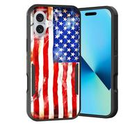 KJFHDJFDH for iPhone 17 Case,Dual Layer Hybrid Heavy Duty Rugged Shockproof Hard PC +Soft Silicone Protective Case for iPhone 17 6.3" 2025,Rustic American Flag