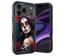 KJFHDJFDH for iPhone 17 Pro Case,Dual Layer Hybrid Heavy Duty Rugged Shockproof Hard PC +Soft Silicone Protective Case for iPhone 17 Pro 6.3" 2025,Skull Rose Girl