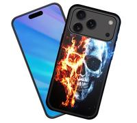 KJFHDJFDH for iPhone 17 Pro Case, Heavy Duty Shockproof Protection Soft Silicone Rubber+Hard Plastic Hybrid Protective Case for iPhone 17 Pro 6.3" 2025,Flaming Skull