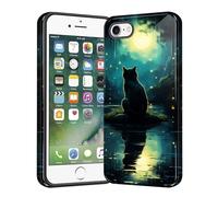 KJFHDJFDH for iPhone 17e/16e Case, Heavy Duty Shockproof Protection Soft Silicone Rubber+Hard Plastic Hybrid Protective Case for iPhone 17e/16e 6.1",Black Cat Looking at The Moon