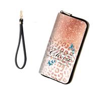 KJFHDJFDH RFID-Blocking Zip Around Wallets for Women, Bible Verse Philippians 4:13 Leopard, Wallet-A