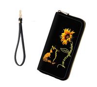 KJFHDJFDH RFID-Blocking Zip Around Wallets for Women, Cat You are My Sunshine, Wallet-A