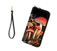 KJFHDJFDH RFID-Blocking Zip Around Wallets for Women, Mushrooms Forest, Wallet-A
