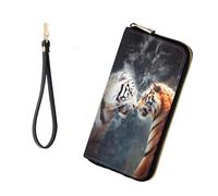 KJFHDJFDH RFID-Blocking Zip Around Wallets for Women, White and Red Tigers-5-364